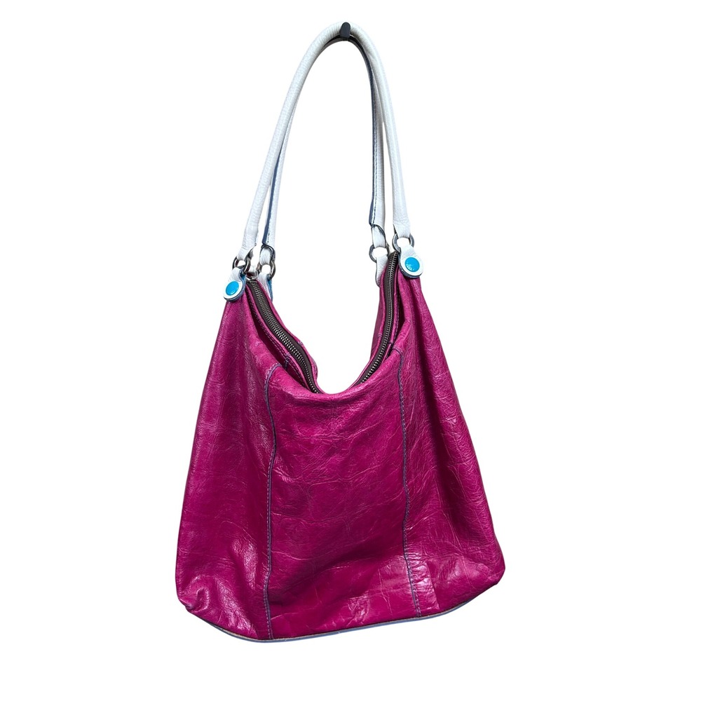 Gabs Italy Leather Pink Leather Satchel Shoulder Bag Designer Floral - Picture 5 of 16
